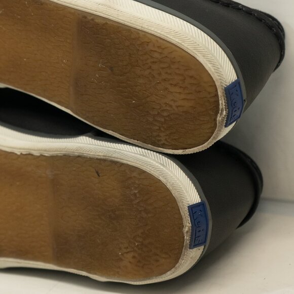 Keds Leather Sneaker Black Minimal Low Retro 60s Goth Lace Up Boat Classic Shoe - Picture 12 of 12